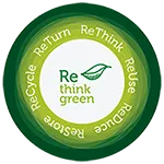 A green circle with the words " re think green ".